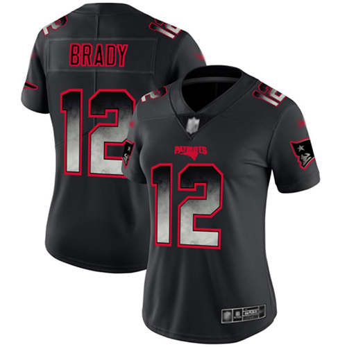 Patriots #12 Tom Brady Black Women's Stitched Vapor Untouchable Limited Smoke Fashion Jersey cheap jerseys for sale - CheapJerseys.Shop
