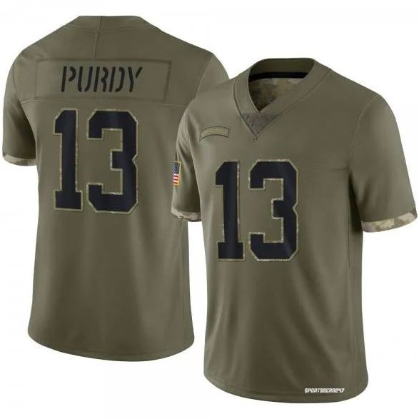 San Francisco 49ers #13 Brock Purdy Men's 2022 Salute To Service Limited Jersey - Olive cheap jerseys for sale - CheapJerseys.Shop