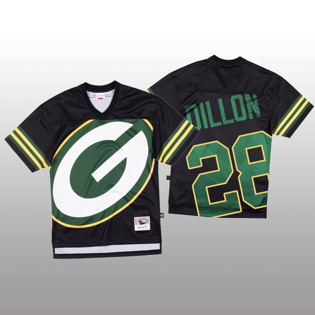 Green Bay Packers #28 AJ Dillon Black Men's Mitchell & Nell Big Face Fashion Limited Jersey cheap jerseys for sale - CheapJerseys.Shop