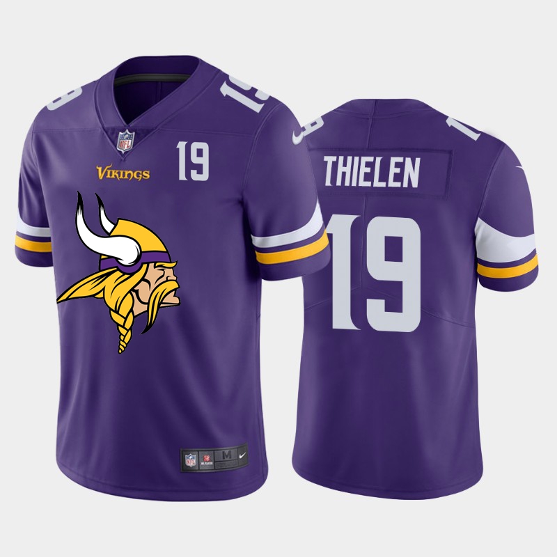 Minnesota Vikings #19 Adam Thielen Purple Men's Big Team Logo Player Vapor Limited Jersey cheap jerseys for sale - CheapJerseys.Shop