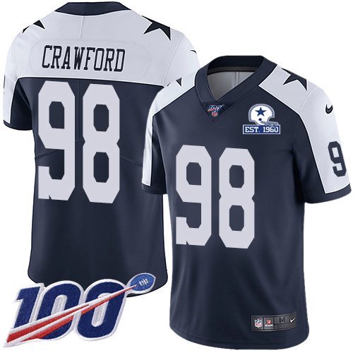 Dallas Cowboys #98 Tyrone Crawford Navy Blue Thanksgiving Men's Stitched With Established In 1960 Patch 100th Season Vapor Untouchable Limited Thr cheap jerseys for sale - CheapJerseys.Shop