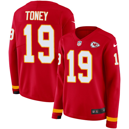 Chiefs #19 Kadarius Toney Red Team Color Women's Stitched Limited Therma Long Sleeve Jersey cheap jerseys for sale - CheapJerseys.Shop