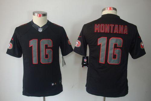 49ers #16 Joe Montana Black Impact Youth Stitched Limited Jersey cheap jerseys for sale - CheapJerseys.Shop