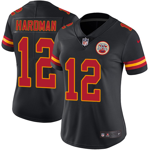 Chiefs #12 Mecole Hardman Black Women's Stitched Limited Rush Jersey cheap jerseys for sale - CheapJerseys.Shop