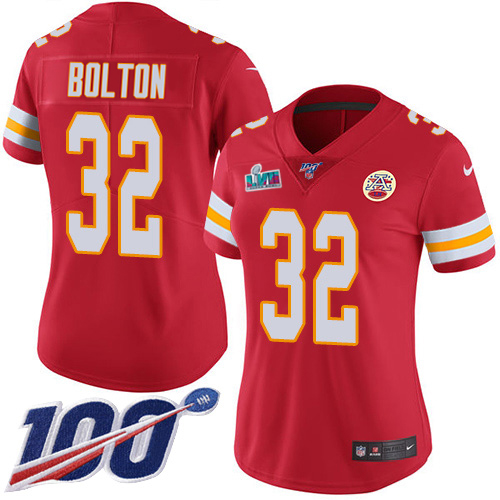 Chiefs #32 Nick Bolton Red Team Color Super Bowl LVII Patch Women's Stitched 100th Season Vapor Limited Jersey cheap jerseys for sale - CheapJerseys.Shop