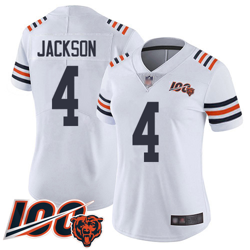 Bears #4 Eddie Jackson White Women's Stitched 100th Season Vapor Limited Jersey cheap jerseys for sale - CheapJerseys.Shop