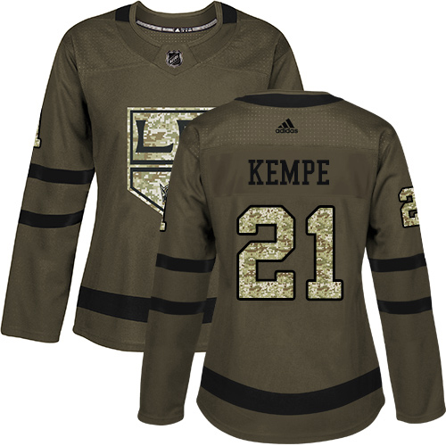 Los Angeles Kings #21 Mario Kempe Green Salute to Service Women's Stitched Jersey Womens cheap jerseys for sale - CheapJerseys.Shop