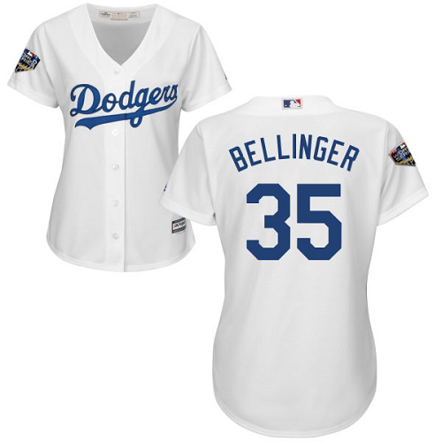 Los Angeles Dodgers #35 Cody Bellinger White Home 2018 World Series Women's Stitched Jersey Womens cheap jerseys for sale - CheapJerseys.Shop
