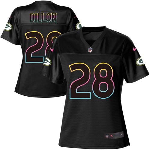 Packers #28 AJ Dillon Black Women's Fashion Game Jersey cheap jerseys for sale - CheapJerseys.Shop