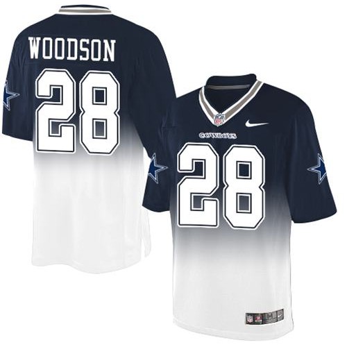 Dallas Cowboys #28 Darren Woodson Navy Blue/White Men's Stitched Elite Fadeaway Fashion Jersey Men's cheap jerseys for sale - CheapJerseys.Shop