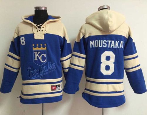 Royals #8 Mike Moustakas Light Blue Sawyer Hooded Sweatshirt Hoodie cheap jerseys for sale - CheapJerseys.Shop