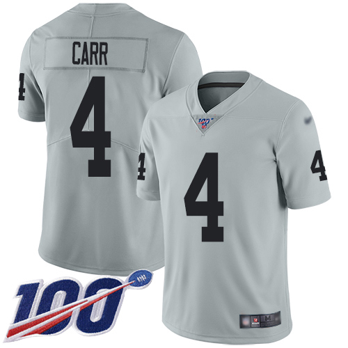 Raiders #4 Derek Carr Silver Youth Stitched Limited Inverted Legend 100th Season Jersey cheap jerseys for sale - CheapJerseys.Shop
