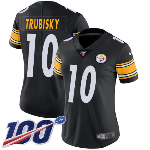 Steelers #10 Mitchell Trubisky Black Team Color Women's Stitched 100th Season Vapor Limited Jersey cheap jerseys for sale - CheapJerseys.Shop