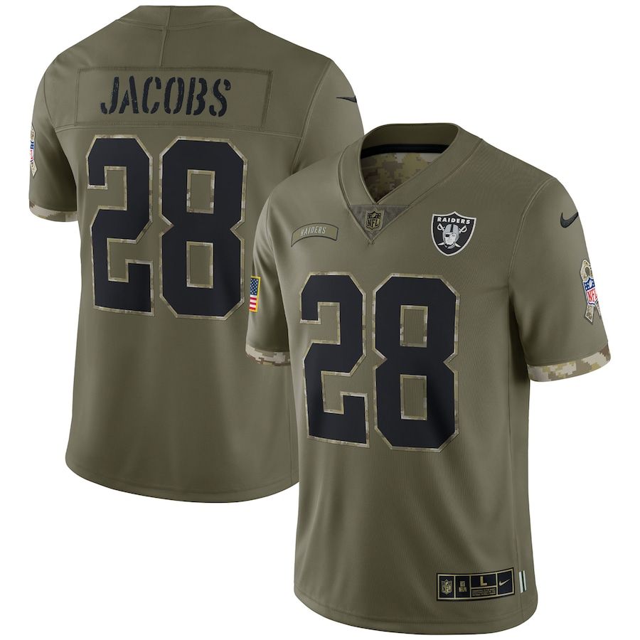 Las Vegas Raiders #28 Josh Jacobs Men's 2022 Salute To Service Limited Jersey - Olive cheap jerseys for sale - CheapJerseys.Shop