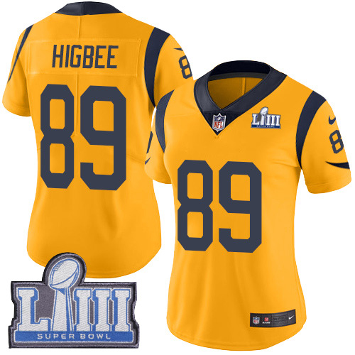 Los Angeles Rams #89 Tyler Higbee Gold Super Bowl LIII Bound Women's Stitched Limited Rush Jersey Womens cheap jerseys for sale - CheapJerseys.Shop