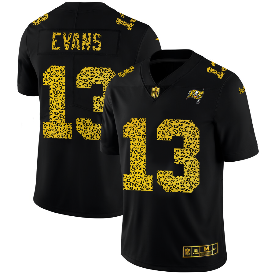 Tampa Bay Buccaneers #13 Mike Evans Men's Leopard Print Fashion Vapor Limited Jersey Black cheap jerseys for sale - CheapJerseys.Shop