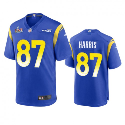 Los Angeles Los Angeles Rams #87 Jacob Harris Men's Super Bowl LVI Patch Game Jersey - Royal Men's cheap jerseys for sale - CheapJerseys.Shop