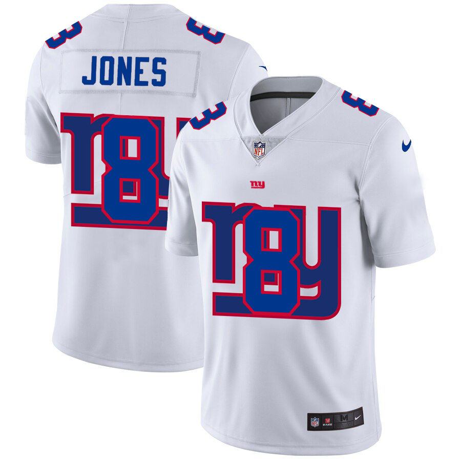 New York Giants #8 Daniel Jones White Men's Team Logo Dual Overlap Limited Jersey cheap jerseys for sale - CheapJerseys.Shop