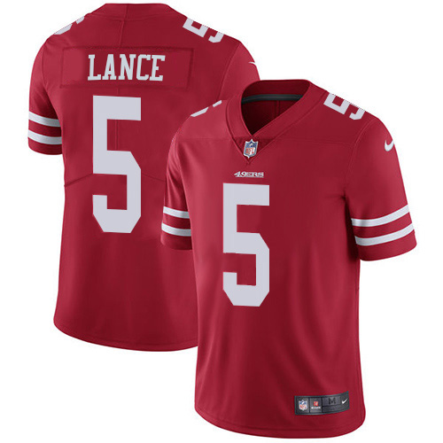 San Francisco 49ers #5 Trey Lance Red Team Color Youth Stitched Vapor Untouchable Limited Jersey cheap jerseys for sale - CheapJerseys.Shop