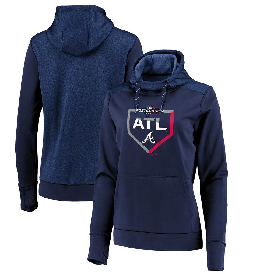 Atlanta Braves Majestic Women's 2019 Postseason Dugout Authentic Pullover Hoodie Navy cheap jerseys for sale - CheapJerseys.Shop