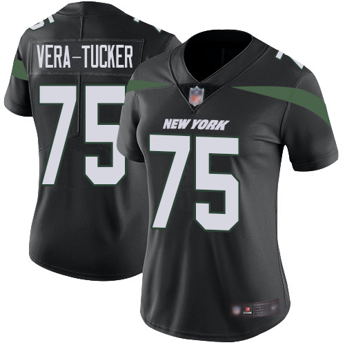 New York Jets #75 Alijah Vera-Tucker Black Alternate Women's Stitched Vapor Untouchable Limited Jersey Womens cheap jerseys for sale - CheapJerseys.Shop