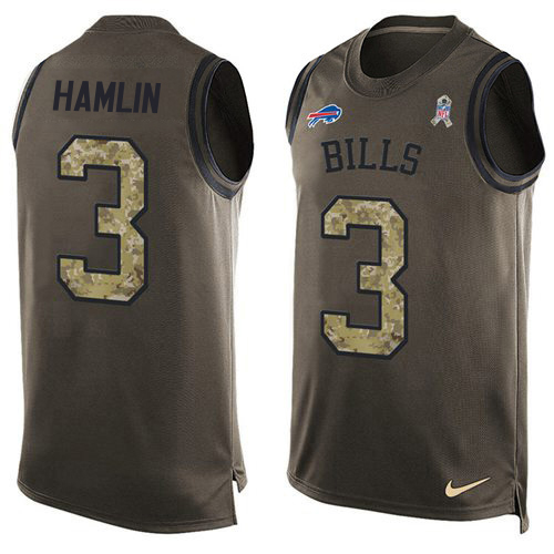 Bills #3 Damar Hamlin Green Men's Stitched Limited Salute To Service Tank Top Jersey cheap jerseys for sale - CheapJerseys.Shop