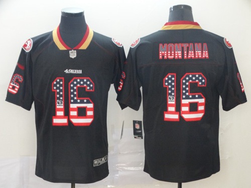 49ers #16 Joe Montana Black Men's Stitched Limited Rush USA Flag Jersey cheap jerseys for sale - CheapJerseys.Shop