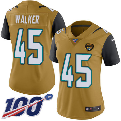 Jaguars #44 Travon Walker Gold Women's Stitched Limited Rush 100th Season Jersey cheap jerseys for sale - CheapJerseys.Shop