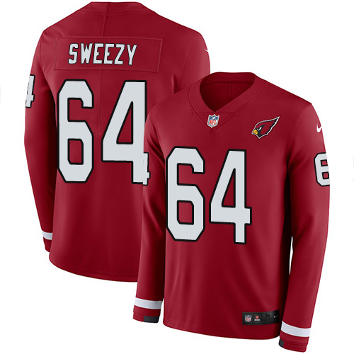 Arizona Cardinals #64 J.R. Sweezy Red Team Color Men's Stitched Limited Therma Long Sleeve Jersey Men's cheap jerseys for sale - CheapJerseys.Shop