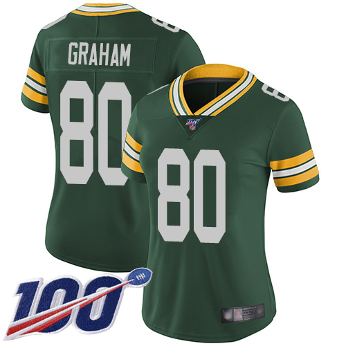 Green Bay Packers #80 Jimmy Graham Green Team Color Women's Stitched 100th Season Vapor Limited Jersey Womens cheap jerseys for sale - CheapJerseys.Shop