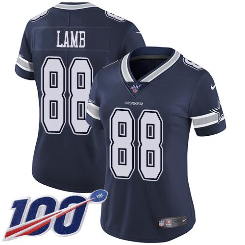 Cowboys #88 CeeDee Lamb Navy Blue Team Color Women's Stitched 100th Season Vapor Untouchable Limited Jersey cheap jerseys for sale - CheapJerseys.Shop