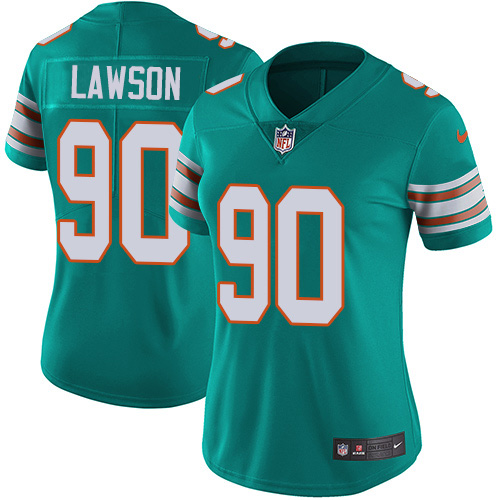 Miami Dolphins #90 Shaq Lawson Aqua Green Alternate Women's Stitched Vapor Untouchable Limited Jersey Womens cheap jerseys for sale - CheapJerseys.Shop