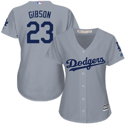 Los Angeles Dodgers #23 Kirk Gibson Grey Alternate Road Women's Stitched Jersey Womens cheap jerseys for sale - CheapJerseys.Shop