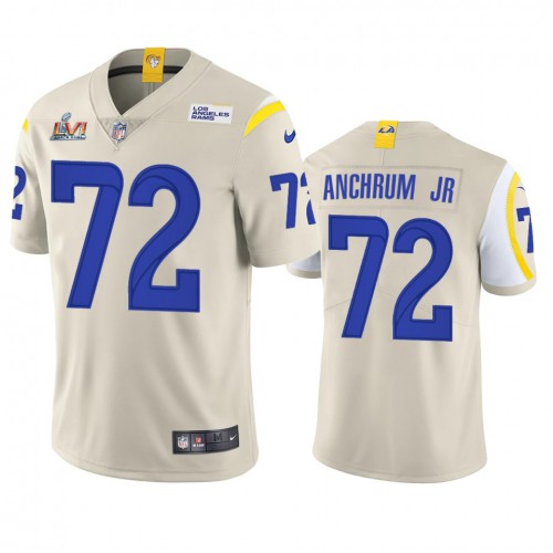 Los Angeles Los Angeles Rams #72 Tremayne Anchrum Jr. Men's Super Bowl LVI Patch Vapor Limited Jersey - Bone Men's cheap jerseys for sale - CheapJerseys.Shop