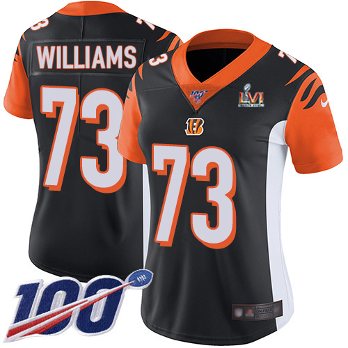 Cincinnati Bengals #73 Jonah Williams Black Team Color Super Bowl LVI Patch Women's Stitched 100th Season Vapor Untouchable Limited Jersey Womens cheap jerseys for sale - CheapJerseys.Shop