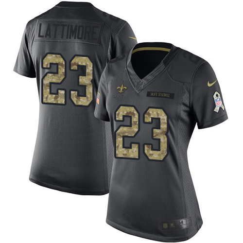 New Orleans Saints #23 Marshon Lattimore Black Women's Stitched Limited 2016 Salute to Service Jersey Womens cheap jerseys for sale - CheapJerseys.Shop