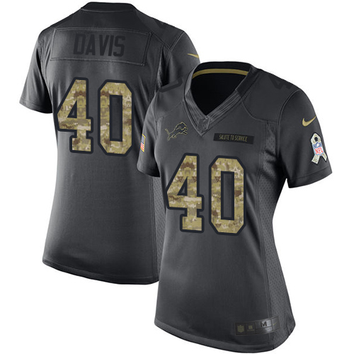 Detroit Lions #40 Jarrad Davis Black Women's Stitched Limited 2016 Salute to Service Jersey Womens cheap jerseys for sale - CheapJerseys.Shop