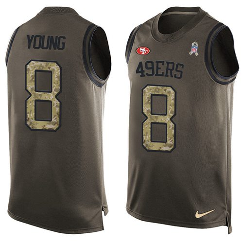 49ers #8 Steve Young Green Men's Stitched Limited Salute To Service Tank Top Jersey cheap jerseys for sale - CheapJerseys.Shop