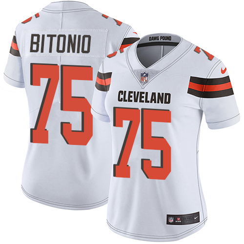 Cleveland Browns #75 Joel Bitonio White Women's Stitched Vapor Untouchable Limited Jersey Womens cheap jerseys for sale - CheapJerseys.Shop