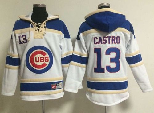 Cubs #13 Starlin Castro White Sawyer Hooded Sweatshirt Hoodie cheap jerseys for sale - CheapJerseys.Shop