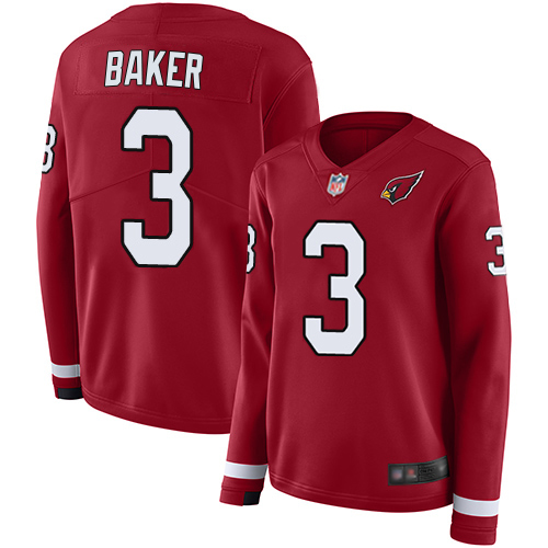 Cardinals #3 Budda Baker Red Team Color Women's Stitched Limited Therma Long Sleeve Jersey cheap jerseys for sale - CheapJerseys.Shop