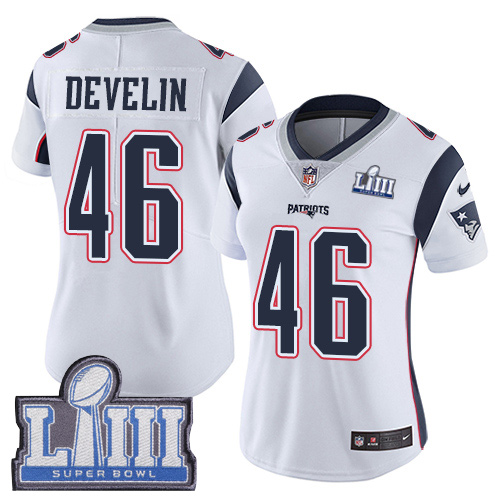 New England Patriots #46 James Develin White Super Bowl LIII Bound Women's Stitched Vapor Untouchable Limited Jersey Womens cheap jerseys for sale - CheapJerseys.Shop