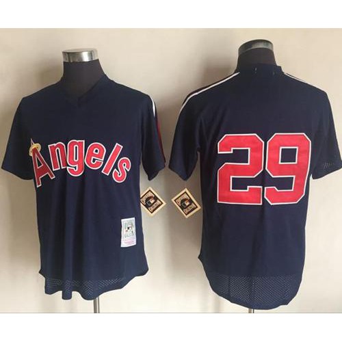 Mitchell And Ness 1984 Los Angeles Angels of Anaheim #29 Rod Carew Navy Blue Throwback Stitched Jersey Men's cheap jerseys for sale - CheapJerseys.Shop