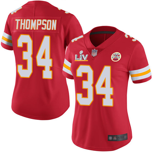 Kansas City Chiefs #34 Darwin Thompson Red Team Color Women's Super Bowl LV Bound Stitched Vapor Untouchable Limited Jersey Womens cheap jerseys for sale - CheapJerseys.Shop