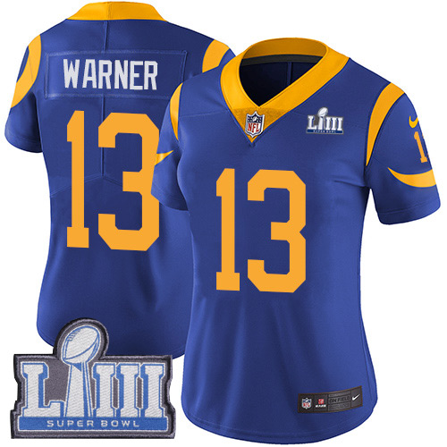 Los Angeles Rams #13 Kurt Warner Royal Blue Alternate Super Bowl LIII Bound Women's Stitched Vapor Untouchable Limited Jersey Womens cheap jerseys for sale - CheapJerseys.Shop