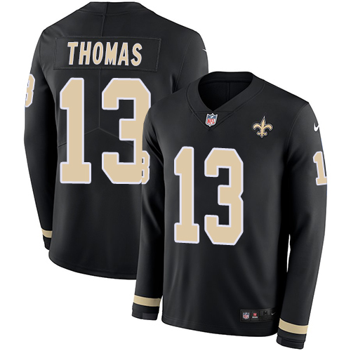 Saints #13 Michael Thomas Black Team Color Men's Stitched Limited Therma Long Sleeve Jersey cheap jerseys for sale - CheapJerseys.Shop