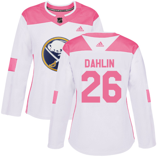 Buffalo Sabres #26 Rasmus Dahlin White/Pink Authentic Fashion Women's Stitched Jersey Womens cheap jerseys for sale - CheapJerseys.Shop