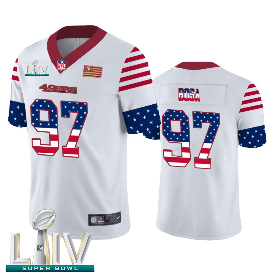 San Francisco 49ers #97 Nick Bosa White Super Bowl LIV 2020 Men's Team Logo USA Flag Vapor Untouchable Limited Jersey cheap jerseys for sale - CheapJerseys.Shop