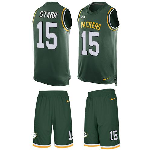 Packers #15 Bart Starr Green Team Color Men's Stitched Limited Tank Top Suit Jersey cheap jerseys for sale - CheapJerseys.Shop