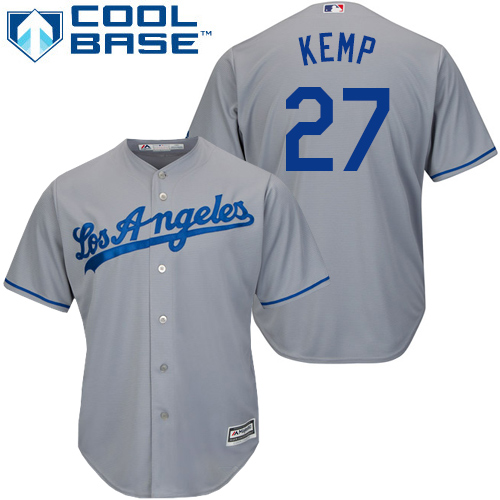 Los Angeles Dodgers #27 Matt Kemp Grey New Cool Base Stitched Jersey Men's cheap jerseys for sale - CheapJerseys.Shop
